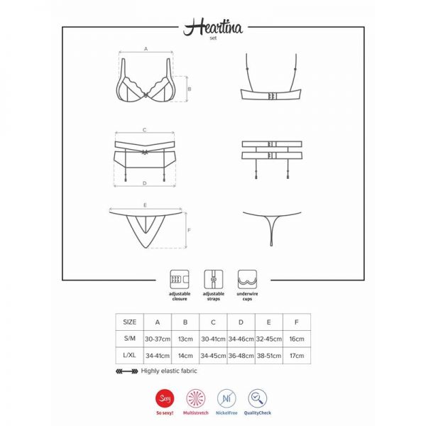 Heartina Set 3 Piezas Color Rojo de la tienda erótica web www.tiendaeroticaweb.es