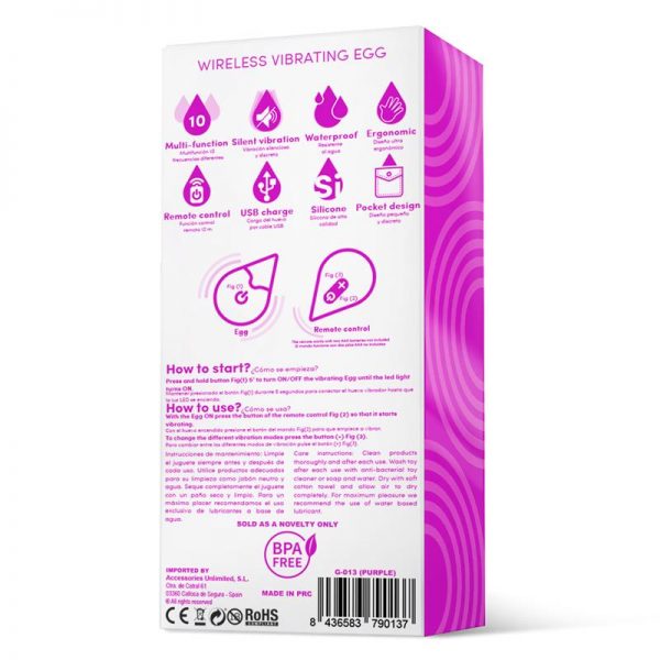 Huevo Vibrador Control Remoto USB Silicona Purpura diseñado por la marca DROPS