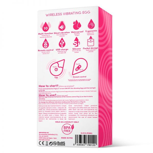 Huevo Vibrador Control Remoto USB Silicona Rosa diseñado por la marca DROPS