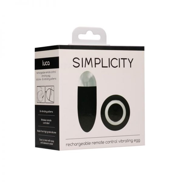 Huevo Vibrador Luca Control Remoto Recargable Negro diseñado por la marca SIMPLICITY