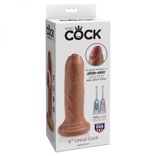 King Cock Dildo Realista con Glande Retráctil Bronceado 6 de calidad