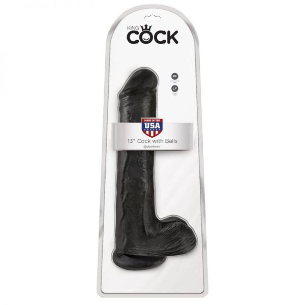 King Cock Pene con Testículos de 13 - Color Negro de calidad