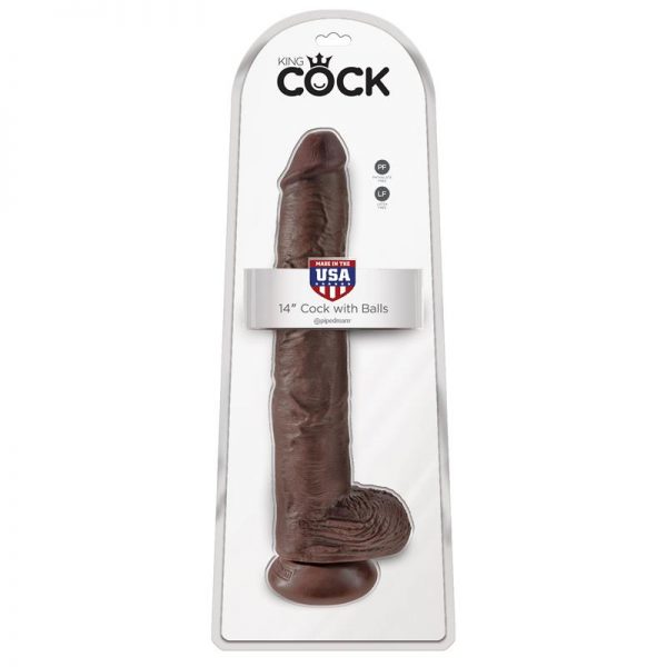 King Cock Pene con Testículos de 14 - Color Marrón de calidad