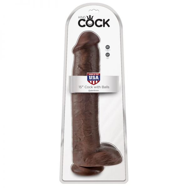 King Cock Pene con Testículos de 15 - Color Marrón de calidad