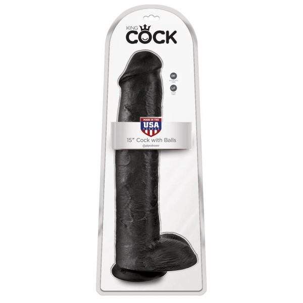 King Cock Pene con Testículos de 15 - Color Negro de calidad