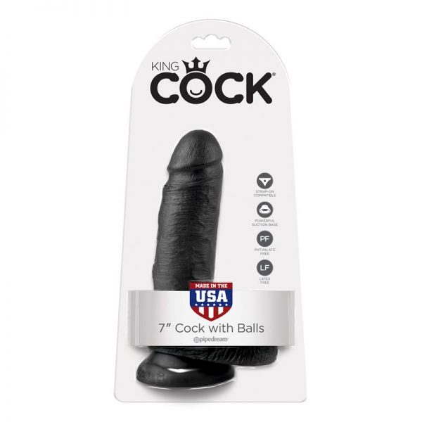 King Cock Pene con Testículos de 7 - Color Negro fabricante KING COCK