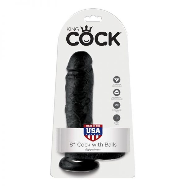 King Cock Pene con Testículos de 8 - Color Negro fabricante KING COCK
