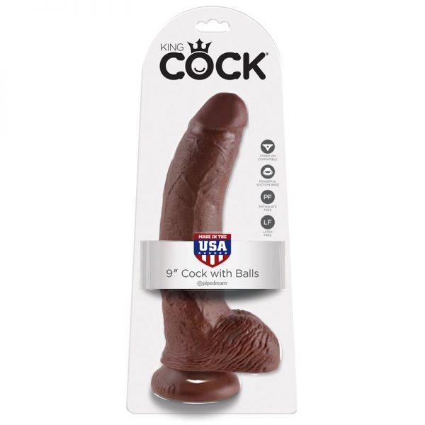 King Cock Pene con Testículos de 9 - Color Marrón fabricante KING COCK