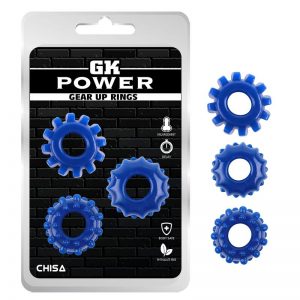 Kit 3 Anillos Pene Gear Up Azul de la marca CHISA