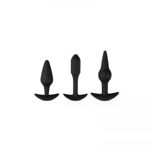 Kit de 3 Plugs Silicona  Negro diseñado por la marca EASYTOYS