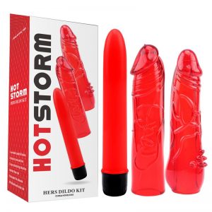 Kit Dildo y Vibrador Hers Dildo Kit Rojo diseñado por la marca CHISA