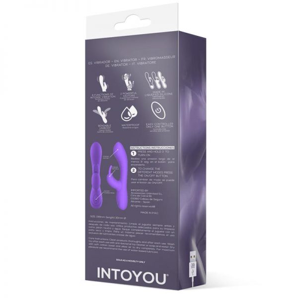Mauve Vibrador Unibody Silicona Liquida USB Purpura marca INTOYOU