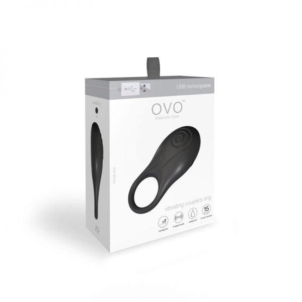 OVO Anillo Vibrador Recargable A2 Color Negro fabricante OVO