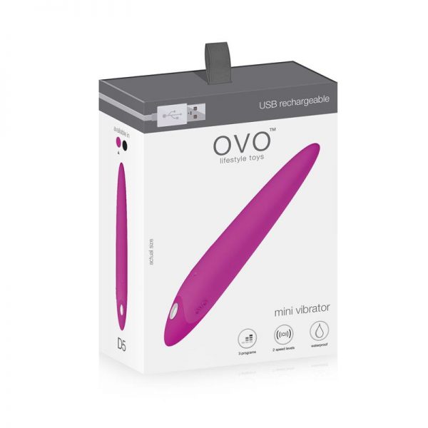 OVO D5 Mini Vibrador Recargable Fucsia y Plata fabricante OVO