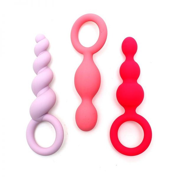 Pack 3 Plugs Silicona Tri Color de la tienda erótica web www.tiendaeroticaweb.es