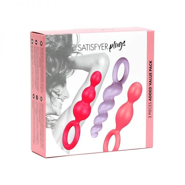 Pack 3 Plugs Silicona Tri Color fabricado por SATISFYER