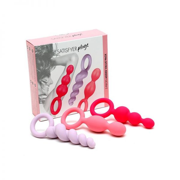 Pack 3 Plugs Silicona Tri Color marca SATISFYER