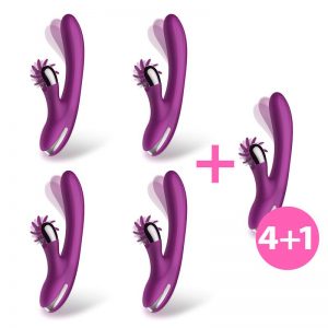 Pack 4+1 No. Two Vibrador Movimiento Finger y Rueda Estimuladora USB Silicona de la marca ACTION