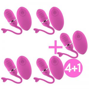 Pack 4+1 Odise Huevo Vibrador Control Remoto USB Silicona Rosa diseñado por la marca INTOYOU