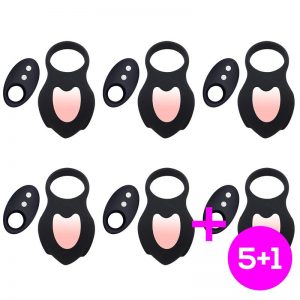 Pack 5+1 Darkblack Anillo Vibrador con Led Control Remoto diseñado por la marca ÜNIHÖRN