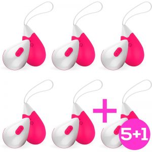 Pack 5+1 Huevo Vibrador Control Remoto USB Silicona Rosa diseñado por la marca DROPS