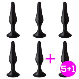 Pack 5+1 Trophy Plug Anal 15 cm Silicona Negro diseñado por la marca TARDENOCHE