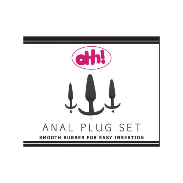 comprar Pack de 3 Plug Anal Silicona Negro barato y de calidad