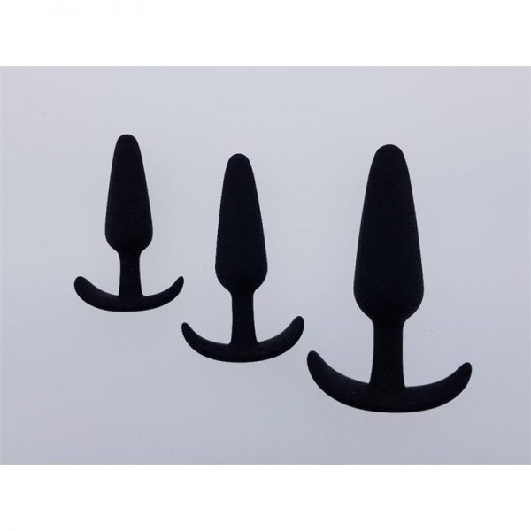 Pack de 3 Plug Anal Silicona Negro de la tienda erótica web www.tiendaeroticaweb.es