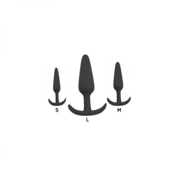 Pack de 3 Plug Anal Silicona Negro diseñado por la marca OHH TOYS