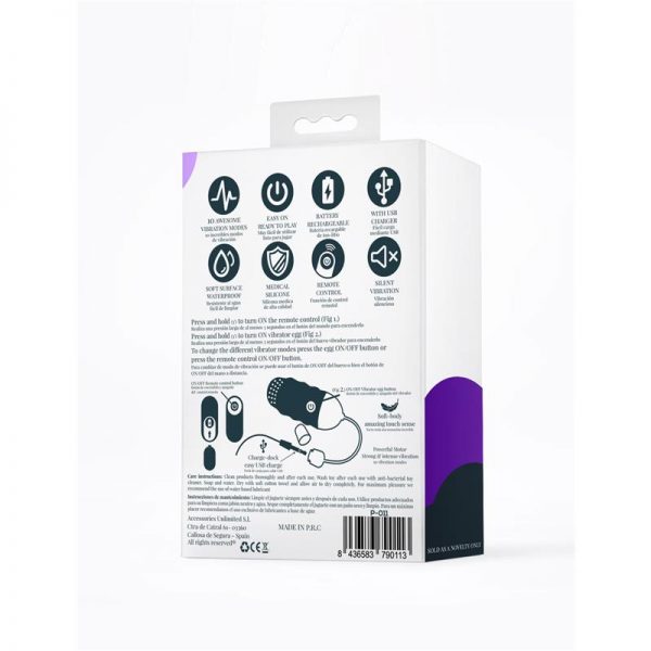 comprar Pewee Huevo Vibrador Control Remoto Silicona USB en sex shop online