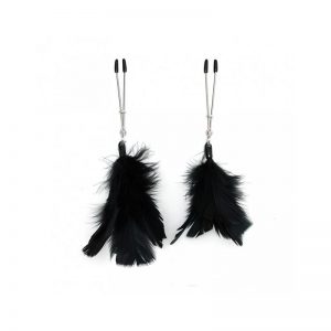 Pinzas para Pezones con Plumas Negras Ajustables barato