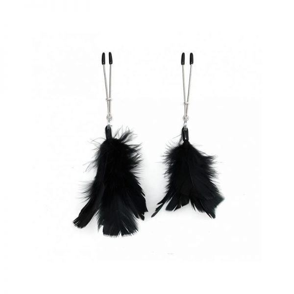 Pinzas para Pezones con Plumas Negras Ajustables barato