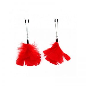 Pinzas para Pezones con Plumas Rojas Ajustables barato