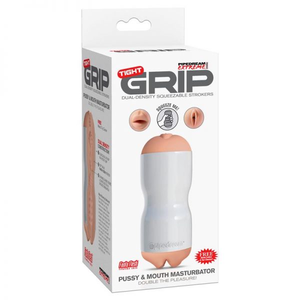Pipedream Extreme Toyz Masturbador Tight Grip Pussy & Mouth Color Blanco de calidad