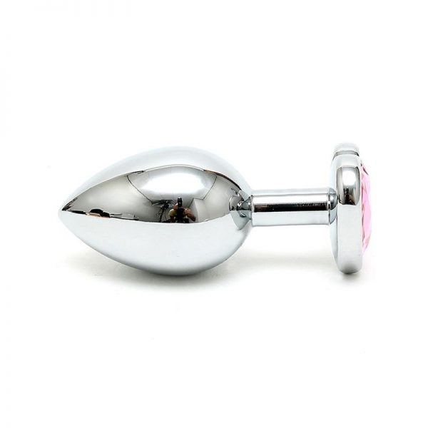 Plug Anal Acero Inox Cristal Corazón Rosa de calidad