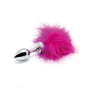 Plug Anal con Plumas Rosa 73mm barato