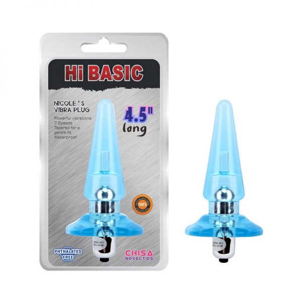 Plug Anal con Vibracion Nicoles 12.5 x 3.2 cm Azul diseñado por la marca CHISA