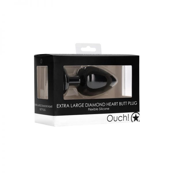 Plug Anal Diamond Heart Extra Grande Negro de calidad