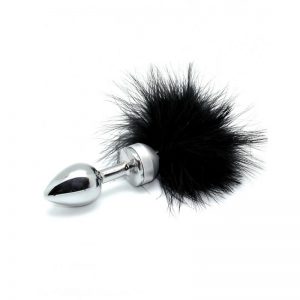 Plug Anal Metal con Plumas Negro 73mm barato
