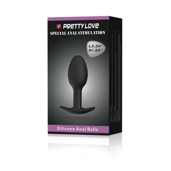 Plug Anal Silicona Negro con Bola de la marca PRETTYLOVE