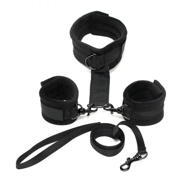 Collar y Esposas Desmontables  Negro Ajustables barato