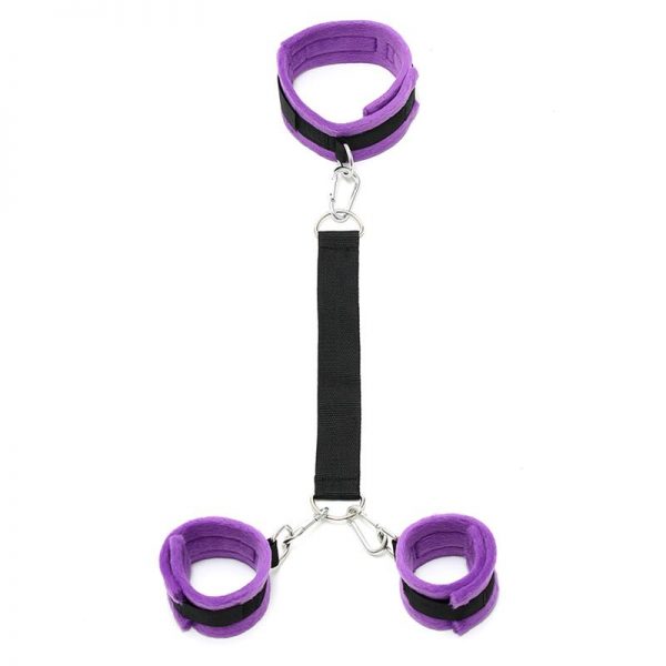 Collar y Esposas con Correas Ajustables  Púrpura barato