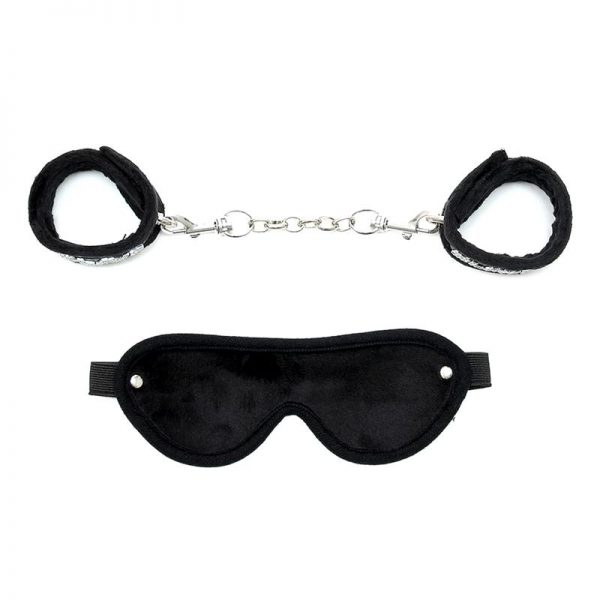 Rimba Bondage Play Esposas y Antifaz Color Negro marca BONDAGE PLAY