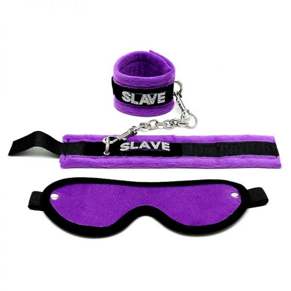 Rimba Bondage Play Esposas y Antifaz Color Púrpura de calidad
