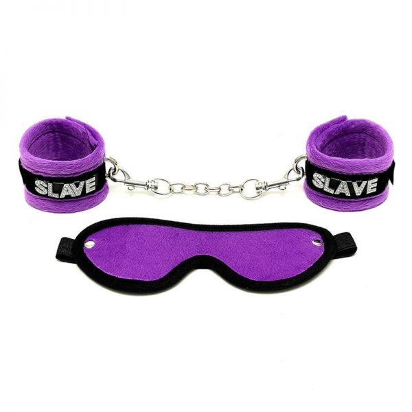 Rimba Bondage Play Esposas y Antifaz Color Púrpura diseñado por BONDAGE PLAY