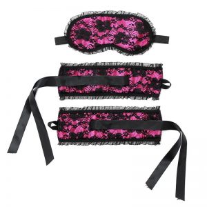 Rimba Bondage Play Esposas y Máscara Estilo Buslesque Color Rosa barato