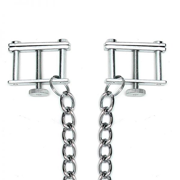 Rimba Bondage Play Pinzas para Pezones Con Cadena- Ajustable barato