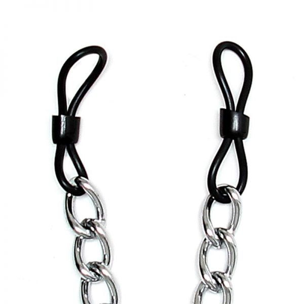 Rimba Bondage Play Pinzas para Pezones de Caucho con Cadena de calidad