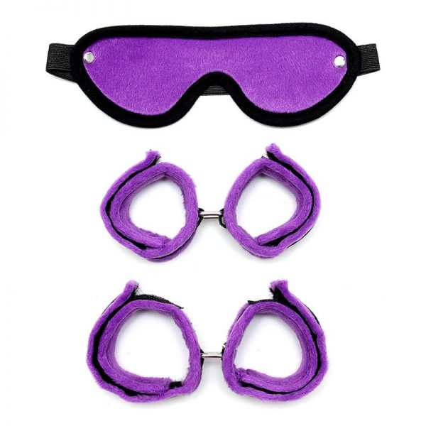 Rimba Bondage Play Set de Esposas para Tobillo y Muñecas Color Púrpura de calidad