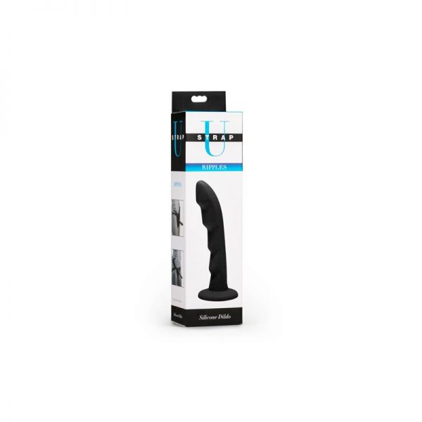 Ripples Dildo Silicona para Arnes Negro marca STRAP U